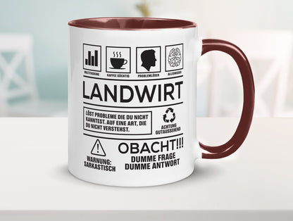 Achtung Probleme Landwirt | Bauer Landwirtschaft Geschenkidee Humor Tasse