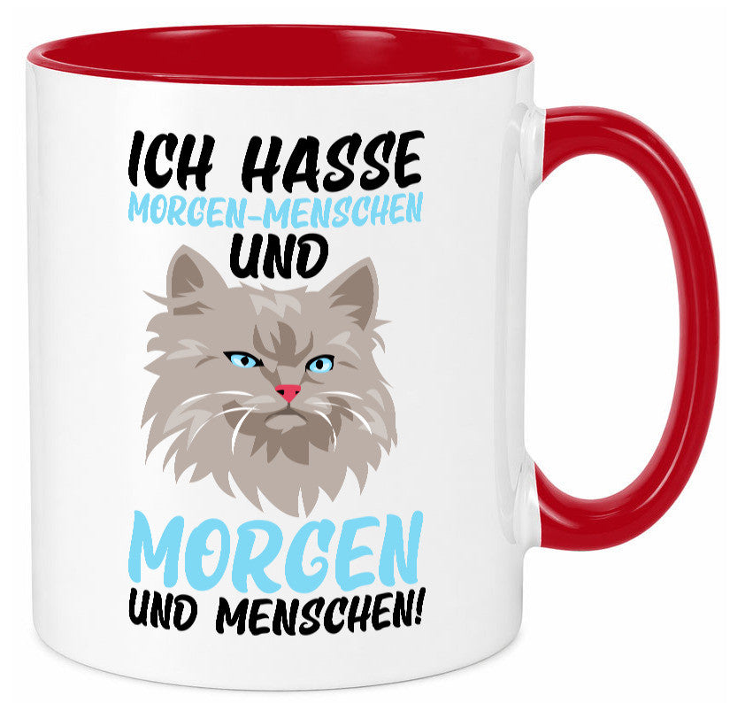 Ich hasse Morgenmenschen | Morgenmuffel mürrische Katze Geschenkidee Tasse