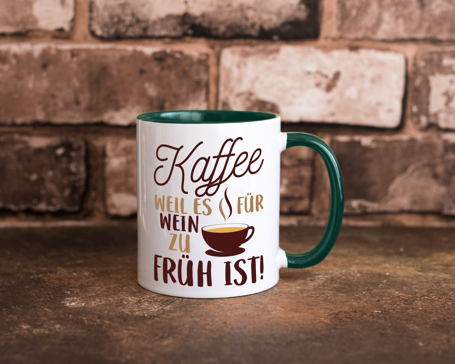 Weil es für Wein zu früh ist | Kaffeetrinker Herzschlag Humor Geschenkidee Tasse
