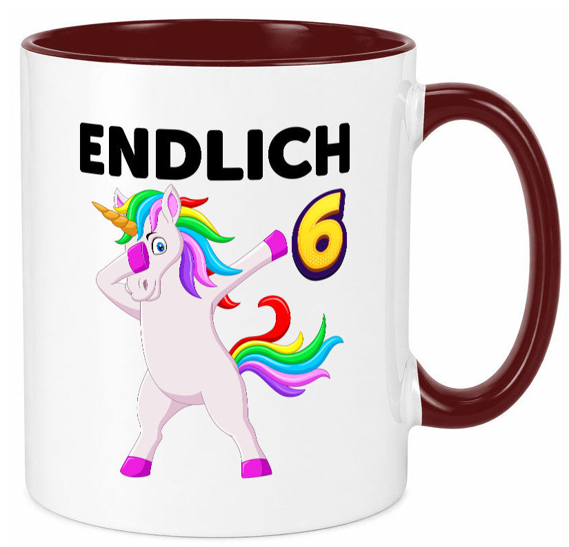 6. Geburtstag | endlich 6 Jahre Einhorn Mädchen Geschenkidee Humor Tasse