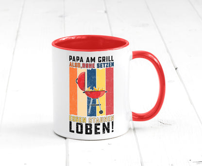 Papa am Grill | Grillmeister BBQ Grillabend v2 Geschenkidee Humor Tasse