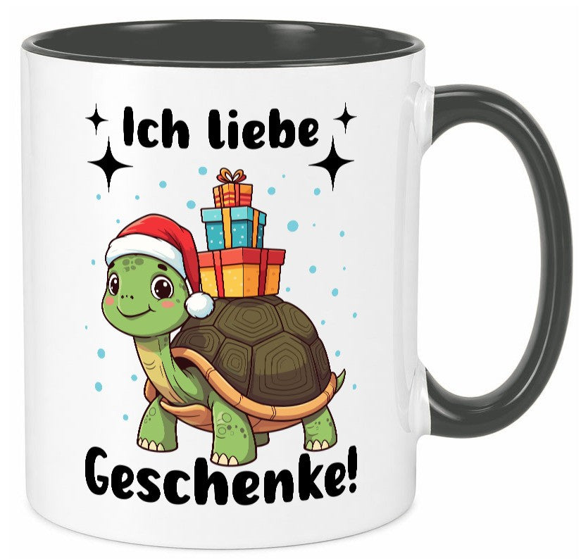 Ich liebe Geschenke | Weihnachtsschildkröte Geschenk Humor Geschenkidee Tasse