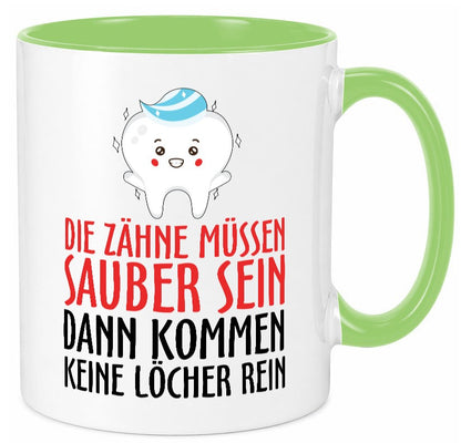 Sauber Zähne lustiger Spruch Geschenk Humor Geschenkidee Tasse