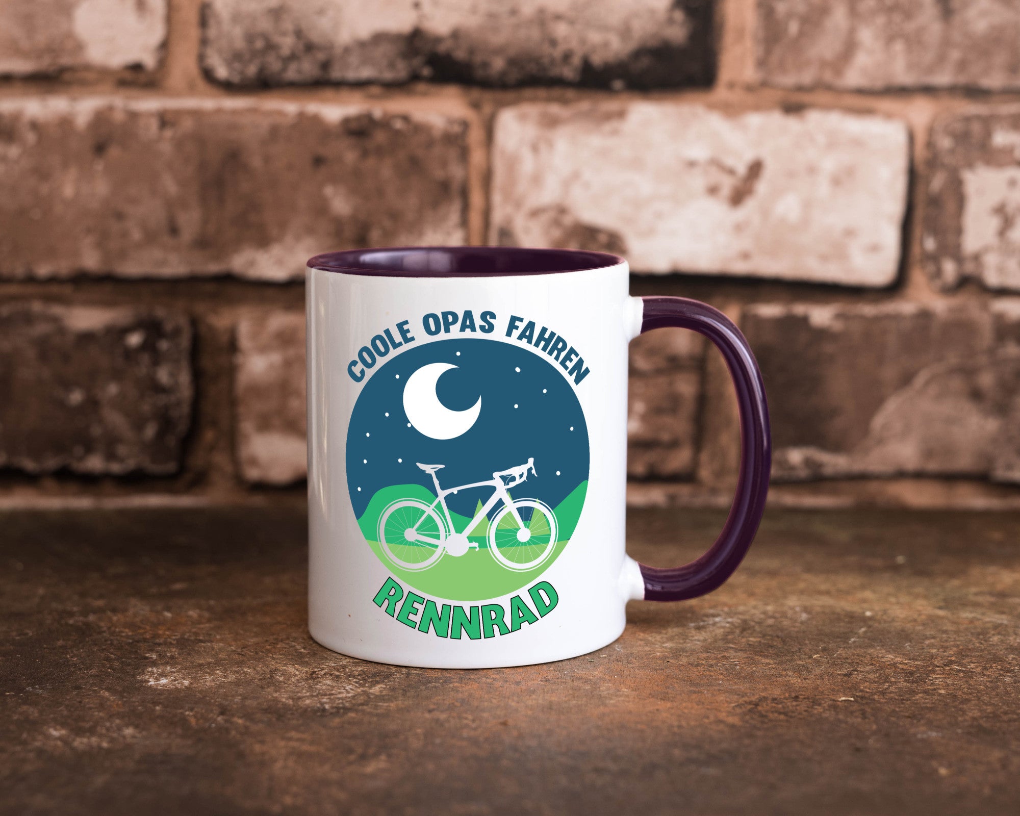 Coole Opas fahren Rennrad | Mond Landschaft Geschenk Familie Geschenkidee