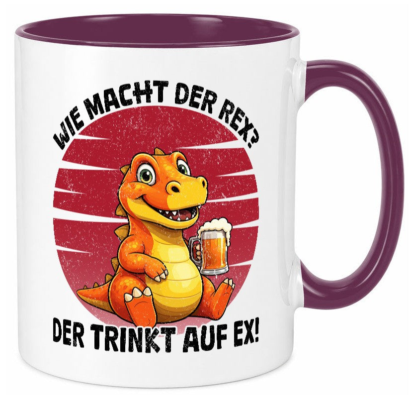Wie macht der Rex trinkt auf ex | Bier T-Rex v2 lustiger Spruch Geschenk Humor Tasse