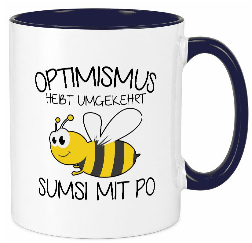 Optimismus umgekehrt heißt Sumsimitpo | Biene lustiger Spruch Geschenk Humor Tasse