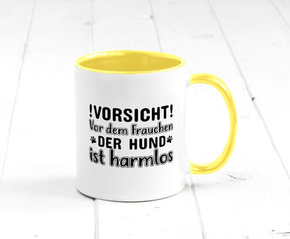 Vorsicht vor dem Frauchen | Hundebesitzerin Pfoten Geschenkidee Tierliebhaber Tasse