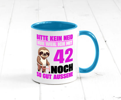 42. Geburtstag | Bitte kein neid Faultier 42 Jahre Geschenkidee Humor Tasse