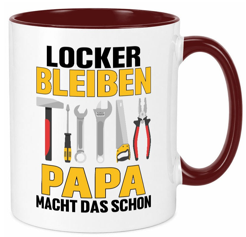 Locker bleiben papa macht das schon | vatertag v2 Geschenkidee Familie Humor Tasse