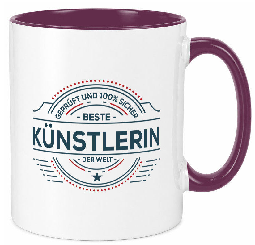 Geprüft und sicher: Künstlerin| Spruch lustig | Kunst Humor Geschenkidee Tasse