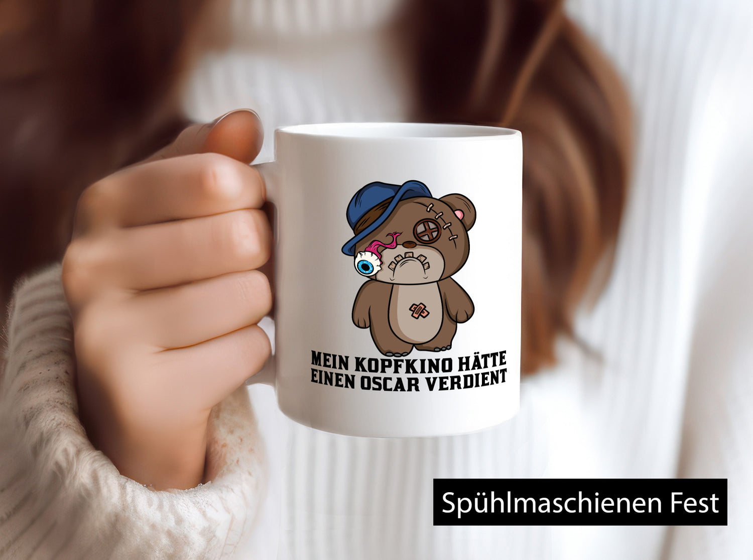 Mein Kopfkino hätte Oscar verdient | kaputter Bär Comic lustiger Spruch