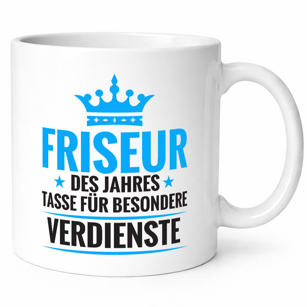 Besonderer Verdienst: Friseur | Frisör Geschenkidee Humor Tasse
