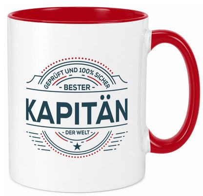 Geprüft und sicher: Kapitän | Schiffskapitän Schiff lustiger Spruch Geschenk Tasse