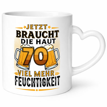 70 braucht die haut mehr Feuchtigkeit | 70. Geburtstag Humor Geschenkidee Tasse