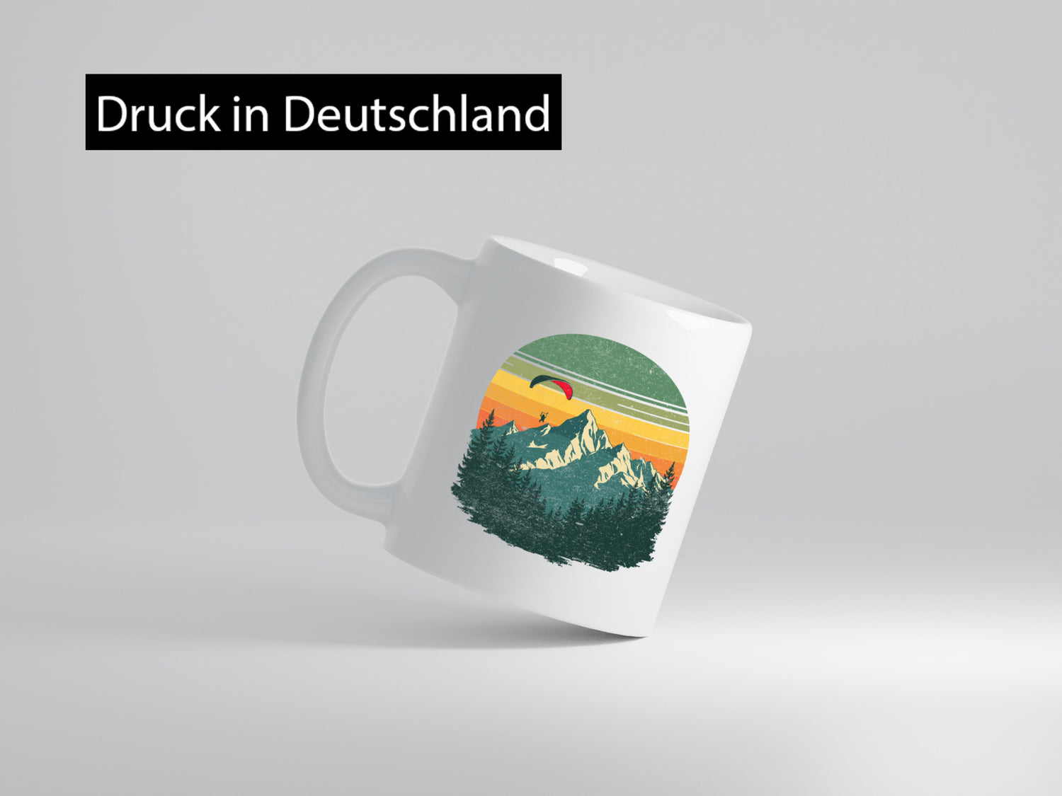 Retro Fleitschirmfliegen über die Berge v2 lustiger Spruch Geschenk Humor