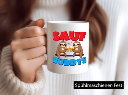 Saufbuddy | Saufen Party Faultier v2 lustig Tierliebhaber Humor Geschenk Tasse
