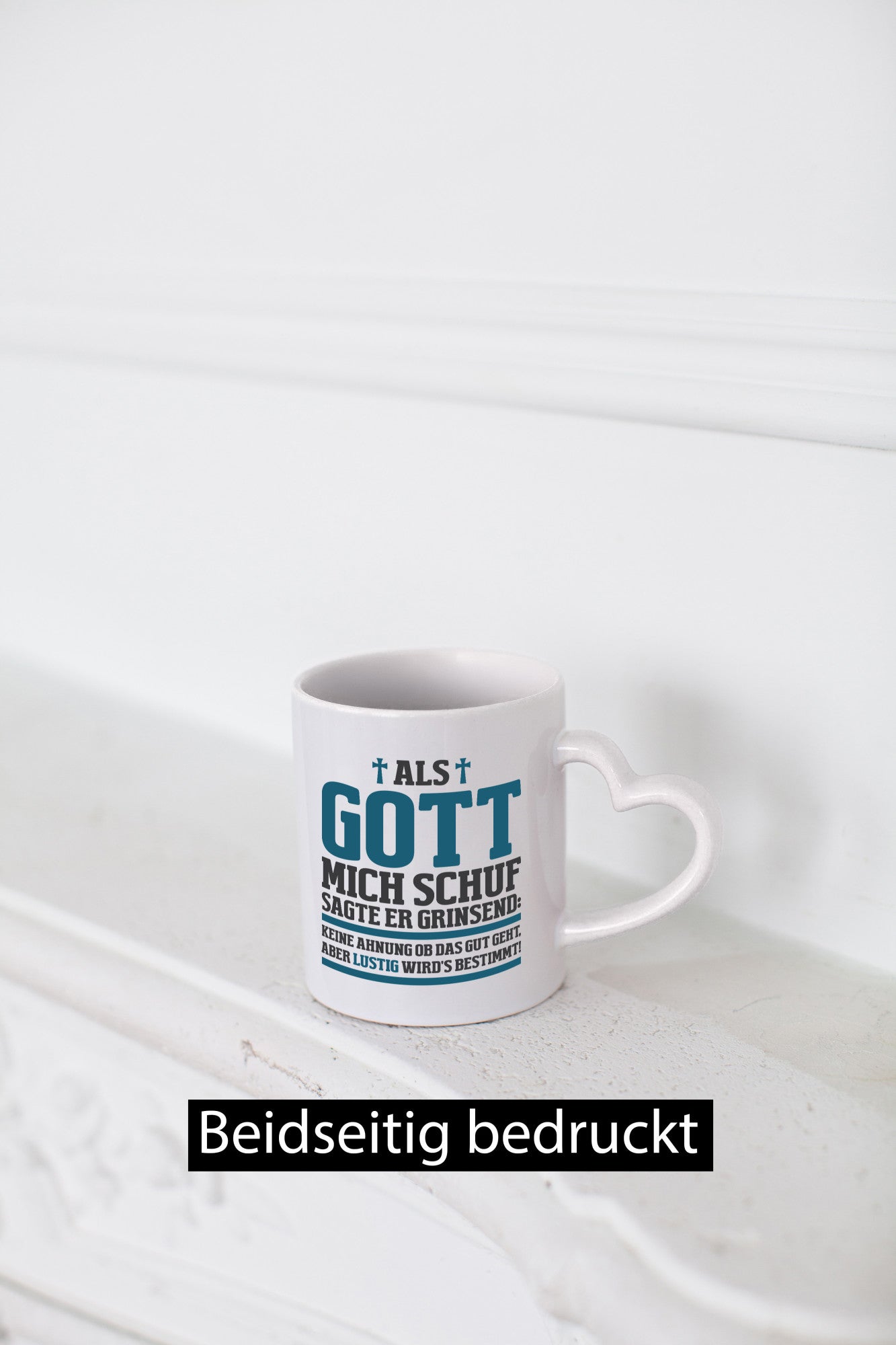 Als Gott mich schuf | Kreuz Religion lustig Humor Geschenkidee Geschenk Tasse