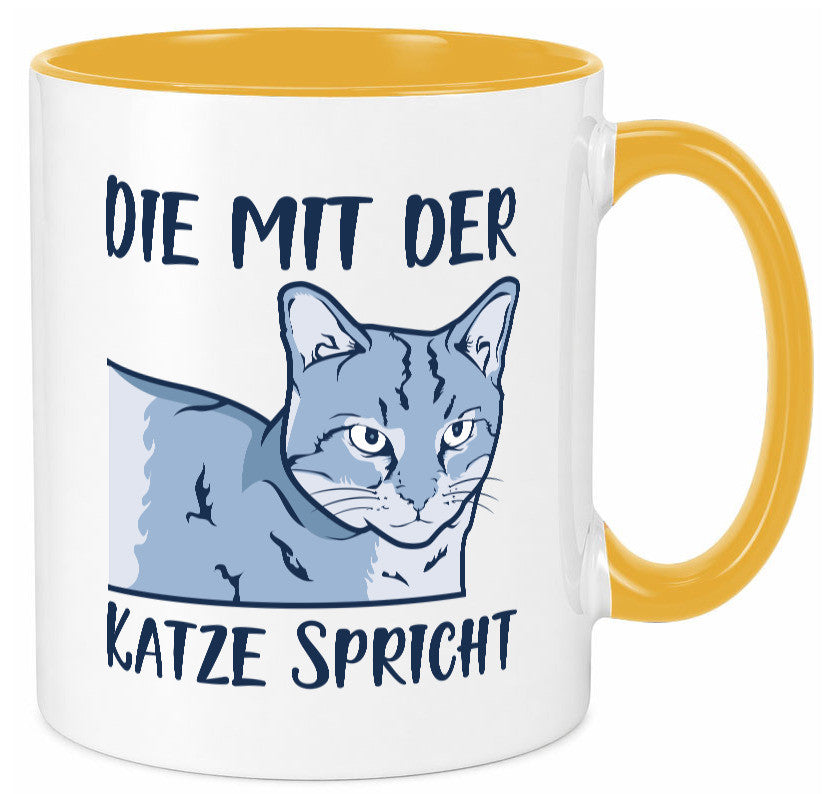 Die mit der Katze spricht | Humor Tierliebhaber Geschenkidee Tasse