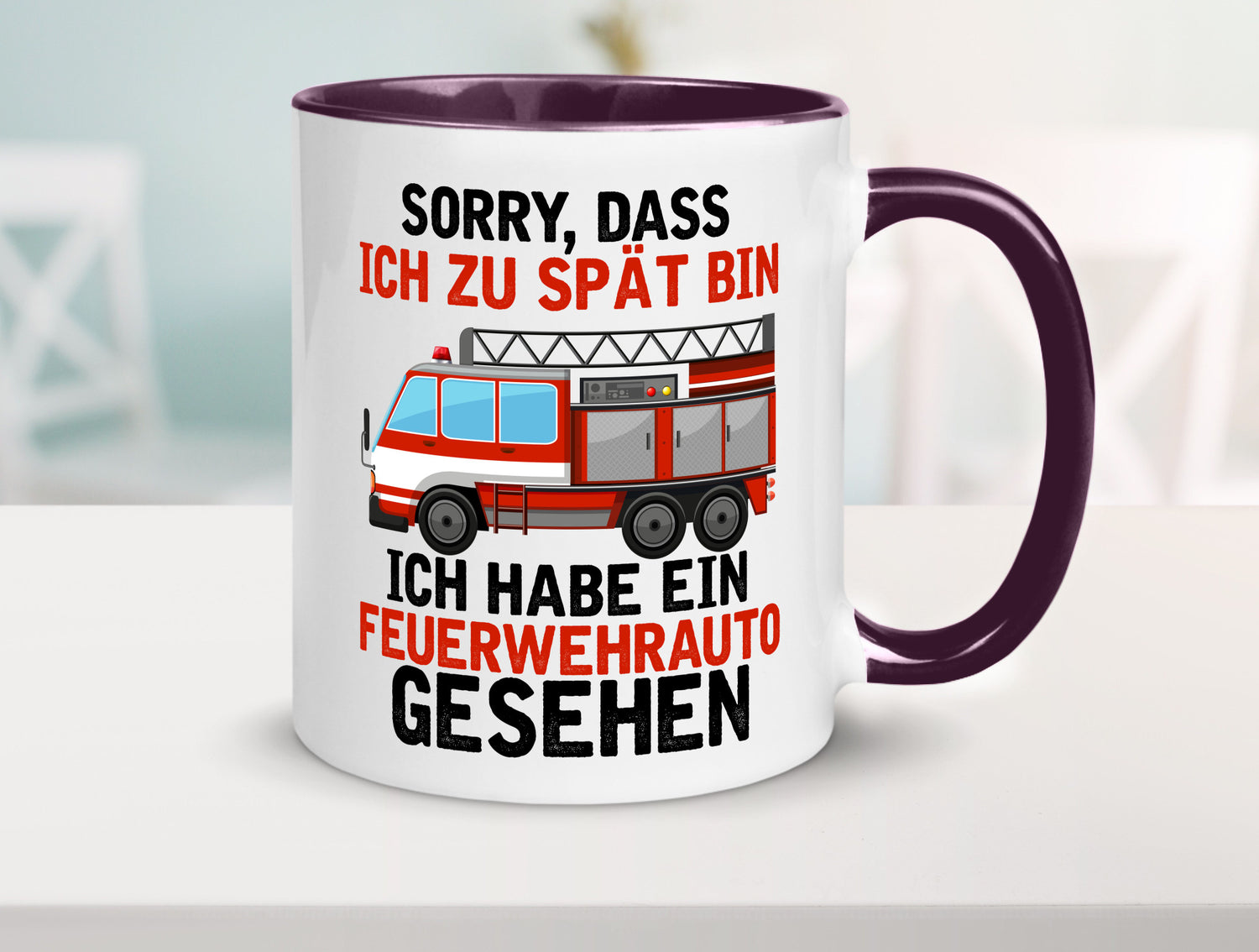 Ich hab ein feuerwehrauto gesehen | lustig Humor Geschenkidee Geschenk Tasse