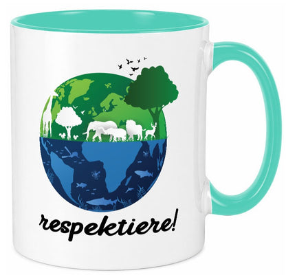 Respektiere | Tiere mit Respekt behandeln lustiger Spruch Geschenk Tasse