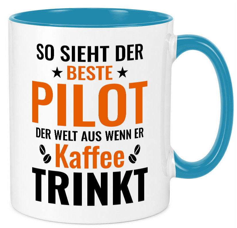 Kaffee trinkt: Pilot | Flugzeug Piloten lustiger Spruch Geschenk Humor