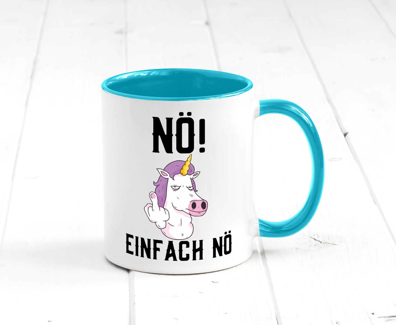 Einfach Nö | Keinen Bock Einhorn Mittelfinger Comic Geschenkidee Humor Tasse