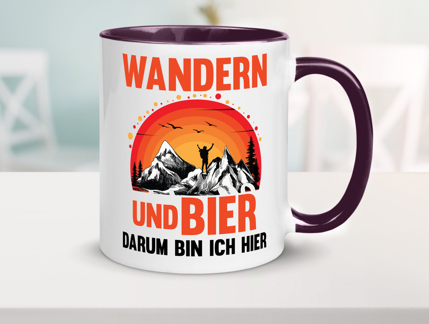 Wandern und Bier darum bin ich hier | lustiger Spruch Geschenk Humor