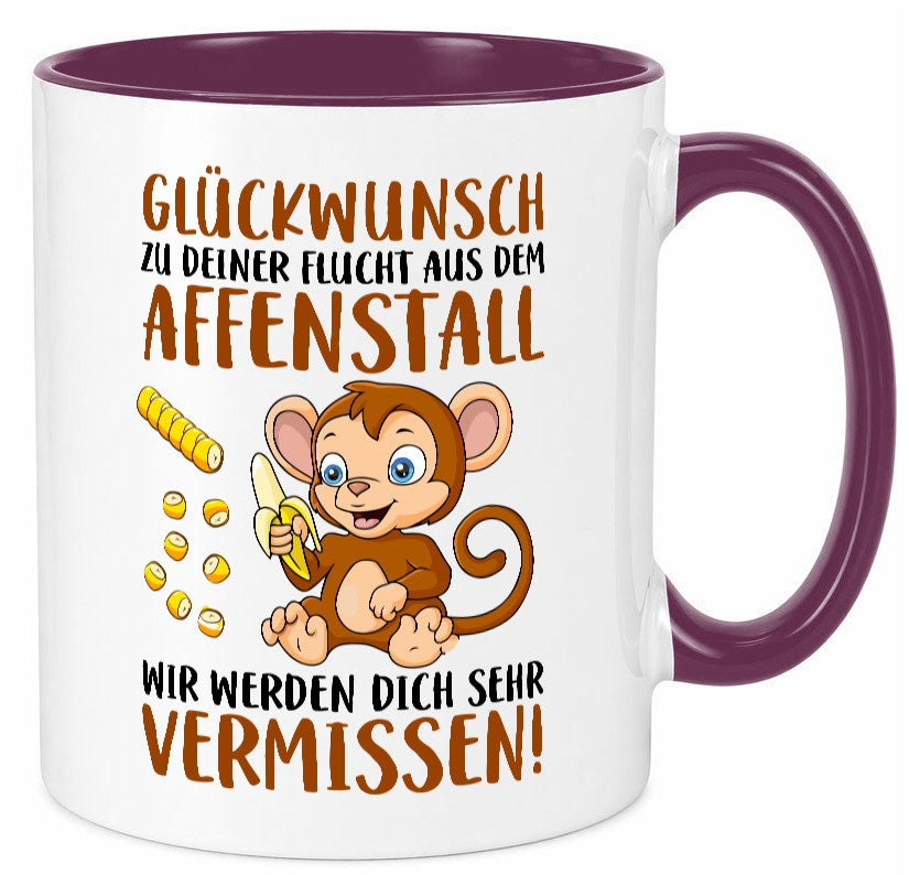 Glückwunsch zur Flucht | Affenstall Arbeitskollegen Geschenk Arbeit Kollegen Tasse