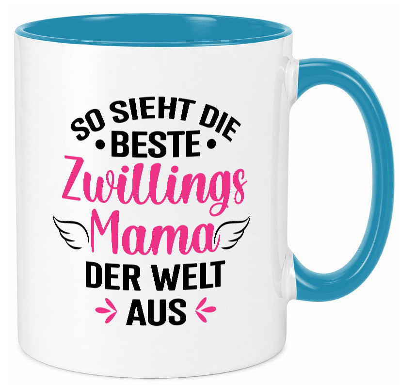 So sieht die Beste Zwillingsmama der Welt aus | Mama lustiger Spruch Geschenk Tasse