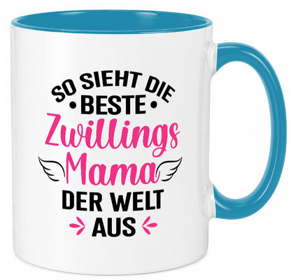 So sieht die Beste Zwillingsmama der Welt aus | Mama lustiger Spruch Geschenk Tasse