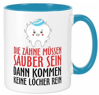 Sauber Zähne lustiger Spruch Geschenk Humor Geschenkidee Tasse