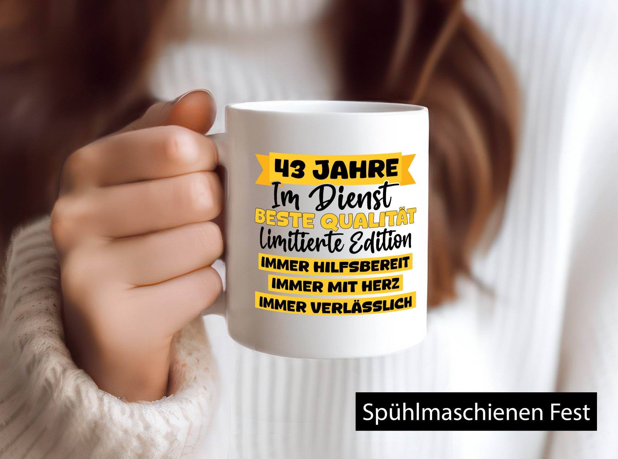 43 Jahre im Dienst | Jubiläum Arbeit v8 lustig Kollegen Büro Geschenk Tasse