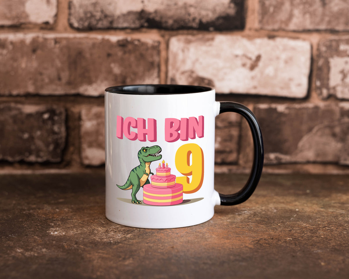 9 Geburtstag | Jahre Dinosaurier mit Kuchen Geschenk Geschenkidee lustiger Tasse