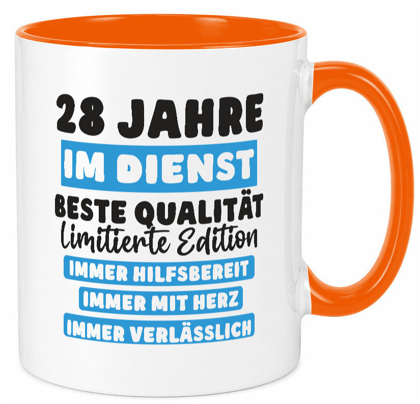 28 Jahre im Dienst | Jubiläum Arbeit v6 lustig Kollegen Büro Geschenk Tasse