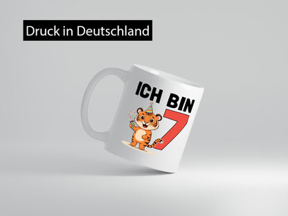 7. Geburtstag | 7 Jahre Tiger Geschenk Geschenkidee lustiger Spruch Tasse