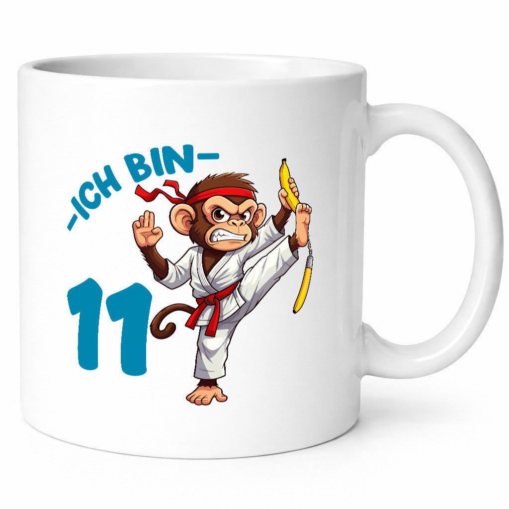Ich bin 11 | 11. Geburtstag Karate Kampfsport Affe Geschenkidee Humor Tasse