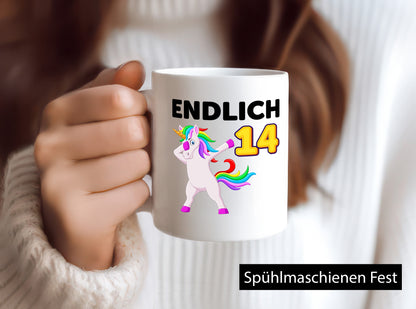 14. Geburtstag | endlich 14 Jahre Einhorn Mädchen Geschenkidee Humor Tasse