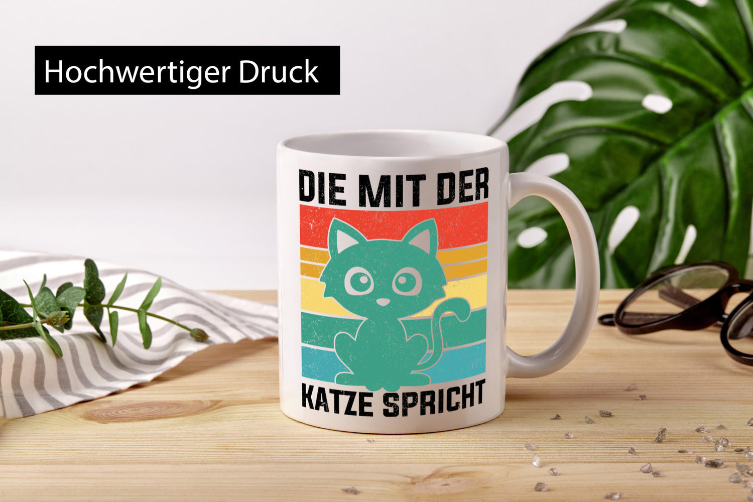 Die mit der Katze Spricht | Katzenmama Katzenliebhaber lustiger Spruch Geschenk