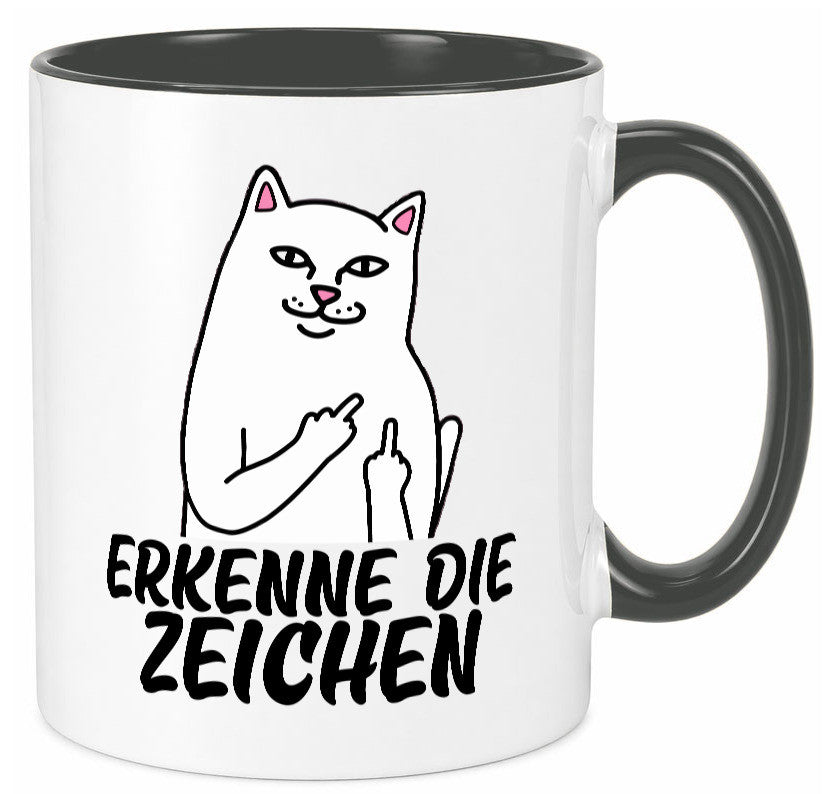 Erkenne die Zeichen | Katze Schatten Mittelfinger Geschenk Tierliebhaber Humor
