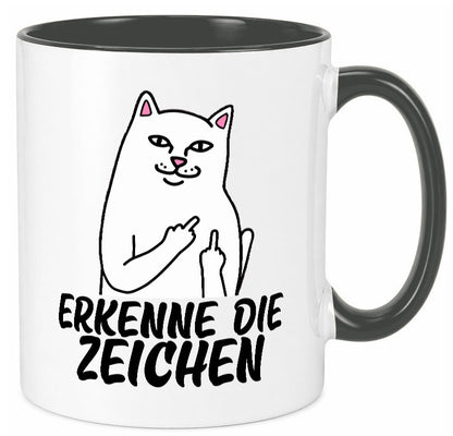 Erkenne die Zeichen | Katze Schatten Mittelfinger Geschenk Tierliebhaber Humor