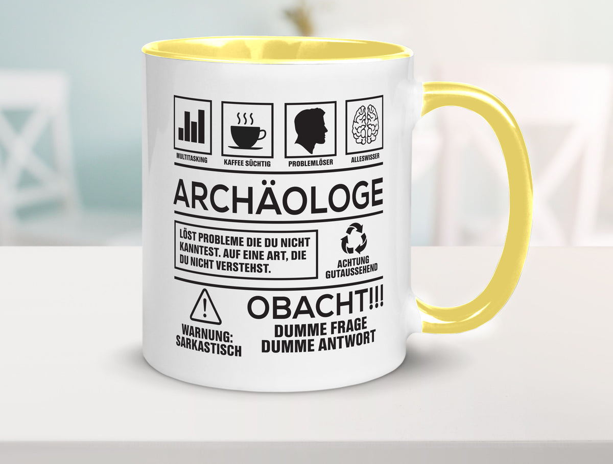Achtung Probleme Archäologe | Archäologie Forscher Geschenkidee Humor Tasse