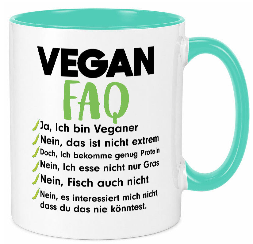 Vegan FAQ | Veganer Lifestyle Ich liebe Humor Geschenkidee Tasse