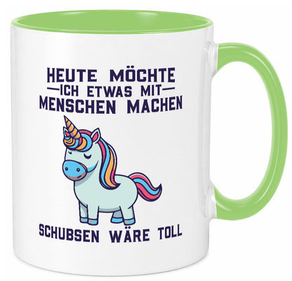 Heute möchte ich Menschen schubsen | Einhorn v2 Geschenk Humor Geschenkidee