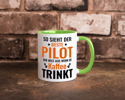 Kaffee trinkt: Pilot | Flugzeug Piloten lustiger Spruch Geschenk Humor
