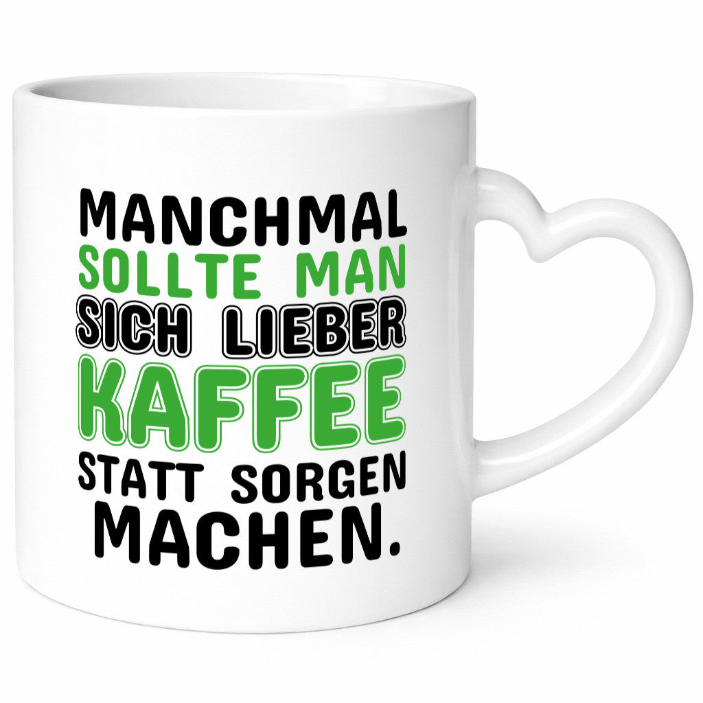 Kaffee statt sorgen lustiger Spruch Geschenk Humor Geschenkidee Tasse