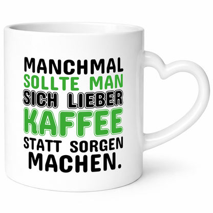 Kaffee statt sorgen lustiger Spruch Geschenk Humor Geschenkidee Tasse