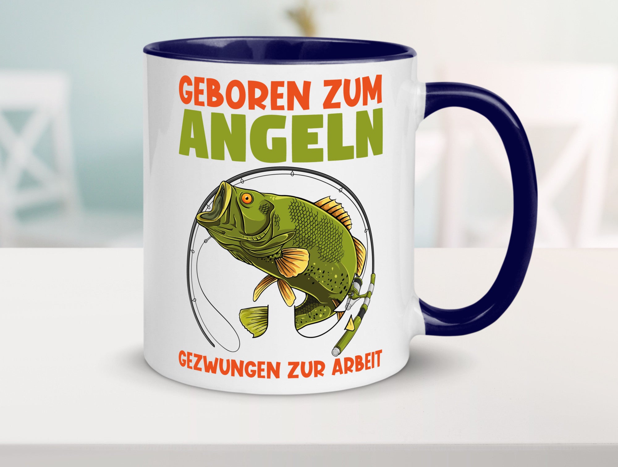 Geboren zum Angeln | Angler Tasse Fischer Spruch Humor Geschenkidee