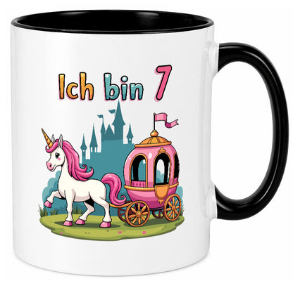 7. Geburtstag | Prinzessin in Kutsche Einhorn lustiger Spruch Geschenk