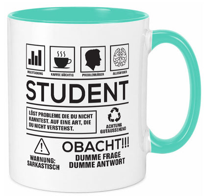 Achtung Probleme Student | Universität Uni Studium lustiger Spruch Geschenk Tasse