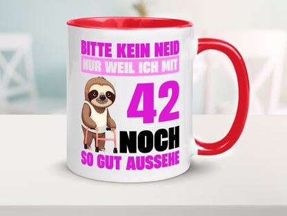 42. Geburtstag | Bitte kein neid Faultier 42 Jahre Geschenkidee Humor Tasse